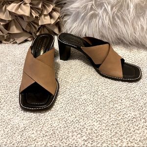 Donald J Pliner Vicky Tan Leather Cross Cross Mule Slide Heel Sandal Sz 8